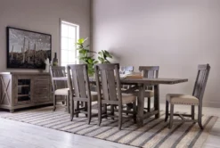 Jaxon Grey 76-96" Extension Dining With Wood Chair Set For 6 -KitchenCraft Store 202267 grey wood rectangle extension dining set room 09