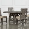 Jaxon Grey 54-72" Round Extension Dining With Wood Chair Set For 4