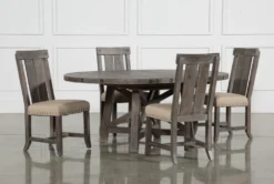 Jaxon Grey 54-72" Round Extension Dining With Wood Chair Set For 4