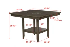 Sutton Brown 48" Square Counter Table -KitchenCraft Store 245034 grey wood counter height table detail 45 1