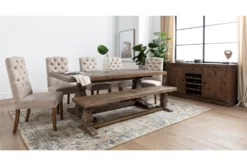 Caden 84" Dining With Bench + Biltmore Chair Set For 6 -KitchenCraft Store 250457 natural wood dining set room 07
