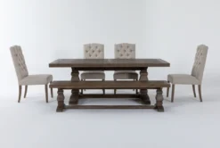 Caden 84" Dining With Bench + Biltmore Chair Set For 6