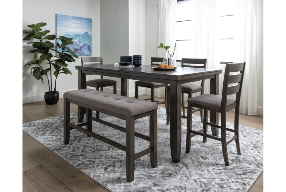 Ashford II 60-78" Extension Counter With Bench + Stool Set For 6 5 Ashford II 60-78" Extension Counter With Bench + Stool Set For 6 - Image 5