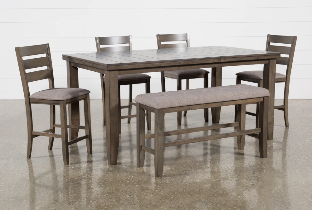 Ashford II 60-78" Extension Counter With Bench + Stool Set For 6 1 Ashford II 60-78" Extension Counter With Bench + Stool Set For 6