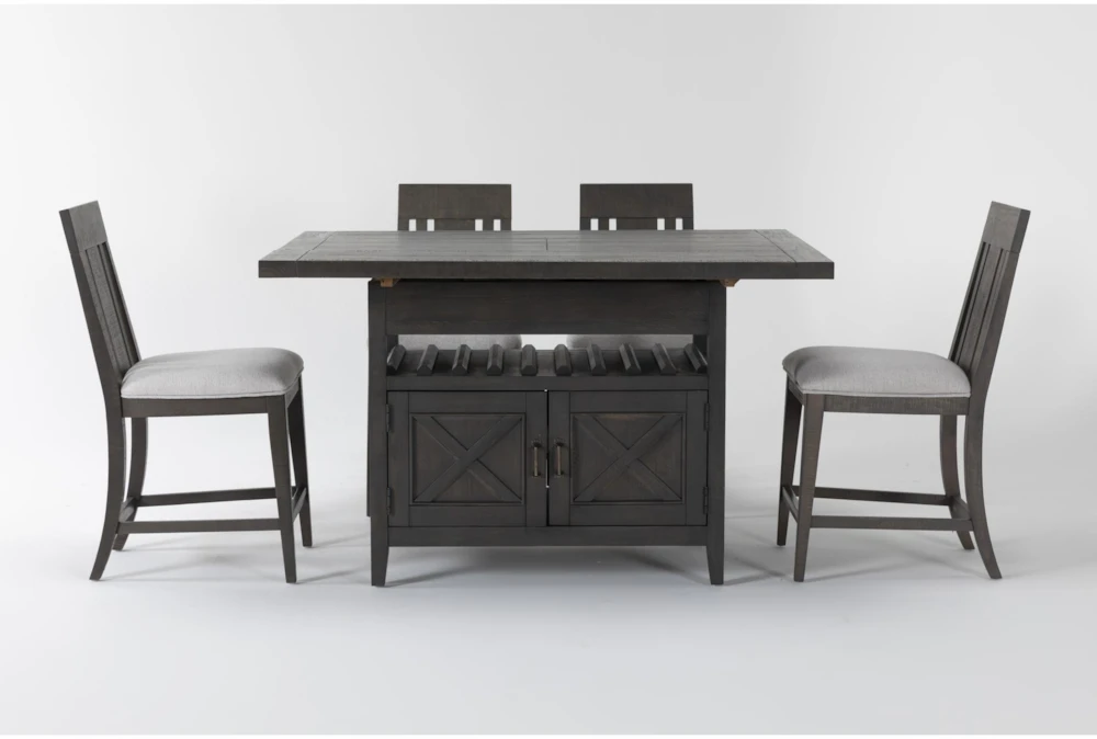 Concord 26-42" Extension Counter With Wood Back Stool Set For 4 1 Concord 26-42" Extension Counter With Wood Back Stool Set For 4