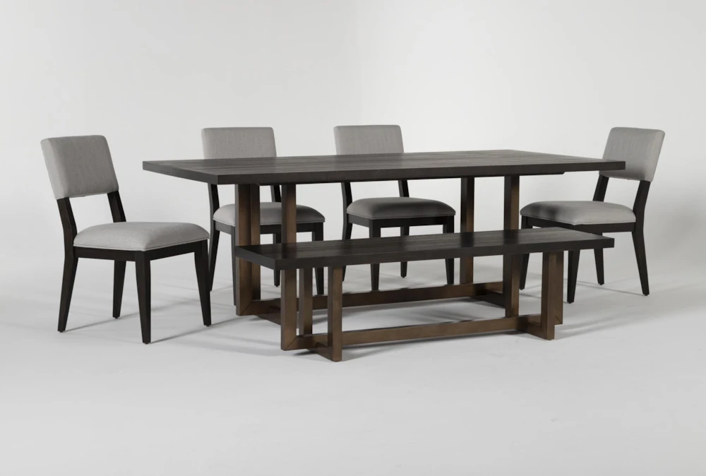 Pierce Espresso 86" Dining With Bench + Side Chair Set For 6 2 Pierce Espresso 86" Dining With Bench + Side Chair Set For 6 - Image 2