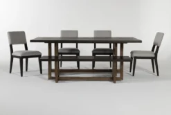 Pierce Espresso 86" Dining With Bench + Side Chair Set For 6