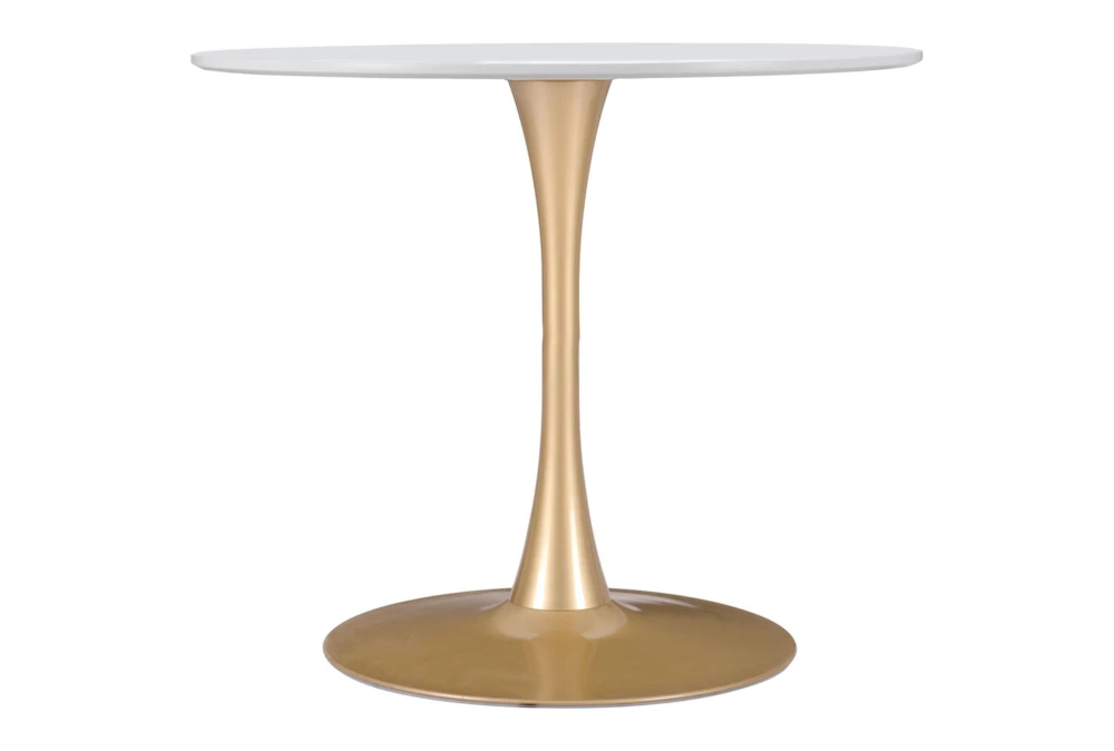 Opera White + Gold 35" Round Dining Table 2 Opera White + Gold 35" Round Dining Table - Image 2