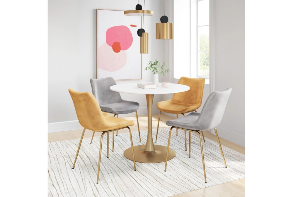 Opera White + Gold 35" Round Dining Table 8 Opera White + Gold 35" Round Dining Table - Image 8