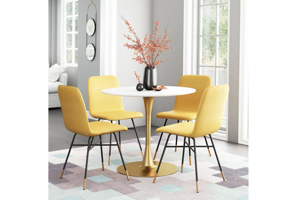 Opera White + Gold 35" Round Dining Table 9 Opera White + Gold 35" Round Dining Table - Image 9