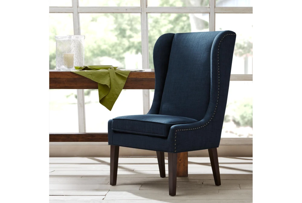 Edward Navy Wingback Dining Chair 4 Edward Navy Wingback Dining Chair - Image 4