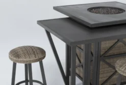 Capri 72" Outdoor Firepit Bar Table With Bar Table And Four Round Barstools -KitchenCraft Store 267628 grey wicker bistropub table detail 44