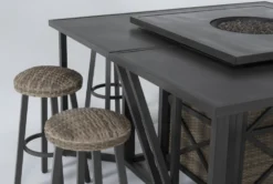 Capri 72" Outdoor Firepit Bar Table With Two Bar Tables And Eight Round Barstools 9 Capri 72" Outdoor Firepit Bar Table With Two Bar Tables And Eight Round Barstools -KitchenCraft Store 267630 grey wicker bistropub table detail 44