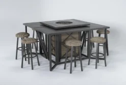 Capri 72" Outdoor Firepit Bar Table With Two Bar Tables And Eight Round Barstools 7 Capri 72" Outdoor Firepit Bar Table With Two Bar Tables And Eight Round Barstools -KitchenCraft Store 267630 grey wicker bistropub table side 18