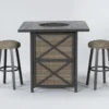 Capri 42" Outdoor Firepit Bar Table With Two Round Barstool