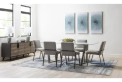 Daphne 79" Glass Dining Table 12 Daphne 79" Glass Dining Table -KitchenCraft Store 267692 grey metal dining table room 47