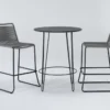 Caspian Outdoor Bar With Grey Barstools Set For 2