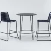Caspian Outdoor Bar With Navy Barstools Set For 2