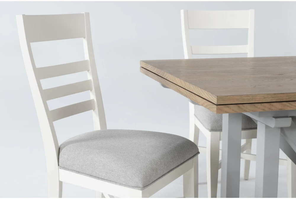 Ozzie 72-100" Extension Dining With White Side Chair Set For 6 4 Ozzie 72-100" Extension Dining With White Side Chair Set For 6 - Image 4