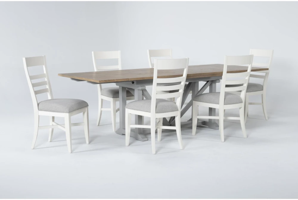 Ozzie 72-100" Extension Dining With White Side Chair Set For 6 3 Ozzie 72-100" Extension Dining With White Side Chair Set For 6 - Image 3
