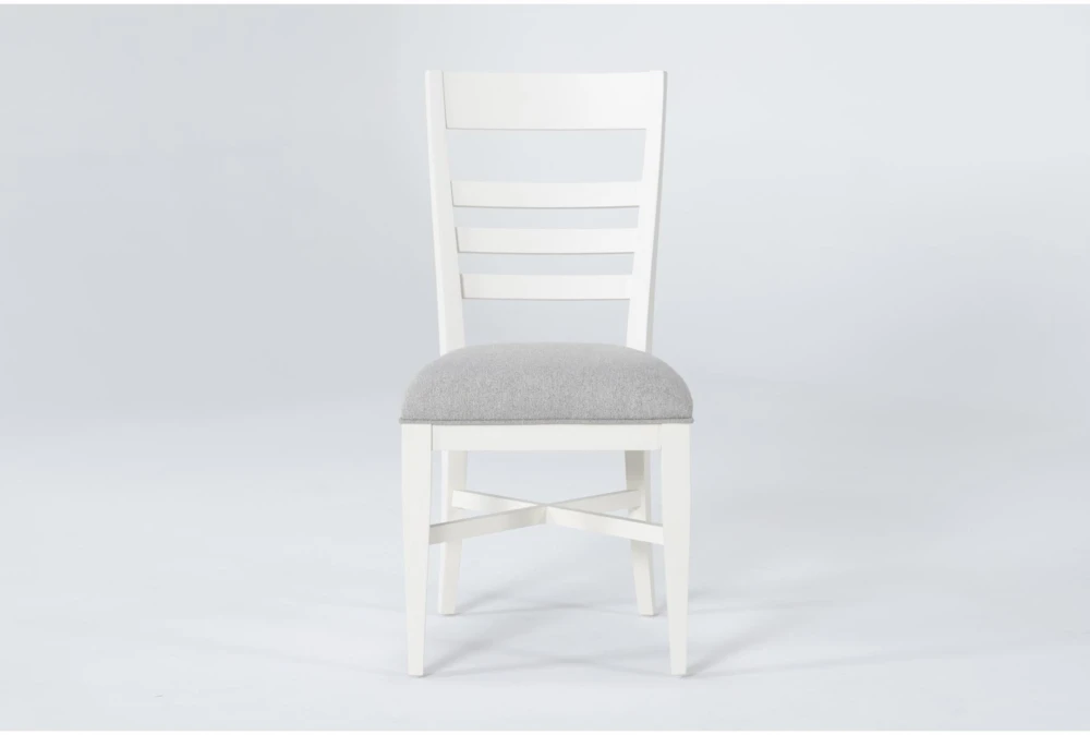 Ozzie White Upholstered Ladderback Dining Side Chair 1 Ozzie White Upholstered Ladderback Dining Side Chair
