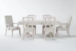 KitchenCraft Store 17 Caira II 80-104" Extension Dining With Side Chair + Arm Chair Set For 6