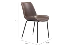 Brown Faux Leather Bucket Seat Dining Chair Set Of 2 -KitchenCraft Store 269509 brown metal dining chair detail 44