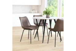 Brown Faux Leather Bucket Seat Dining Chair Set Of 2 -KitchenCraft Store 269509 brown metal dining chair room 85