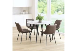 Brown Faux Leather Bucket Seat Dining Chair Set Of 2 -KitchenCraft Store 269509 brown metal dining chair room 86