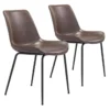 Brown Faux Leather Bucket Seat Dining Chair Set Of 2