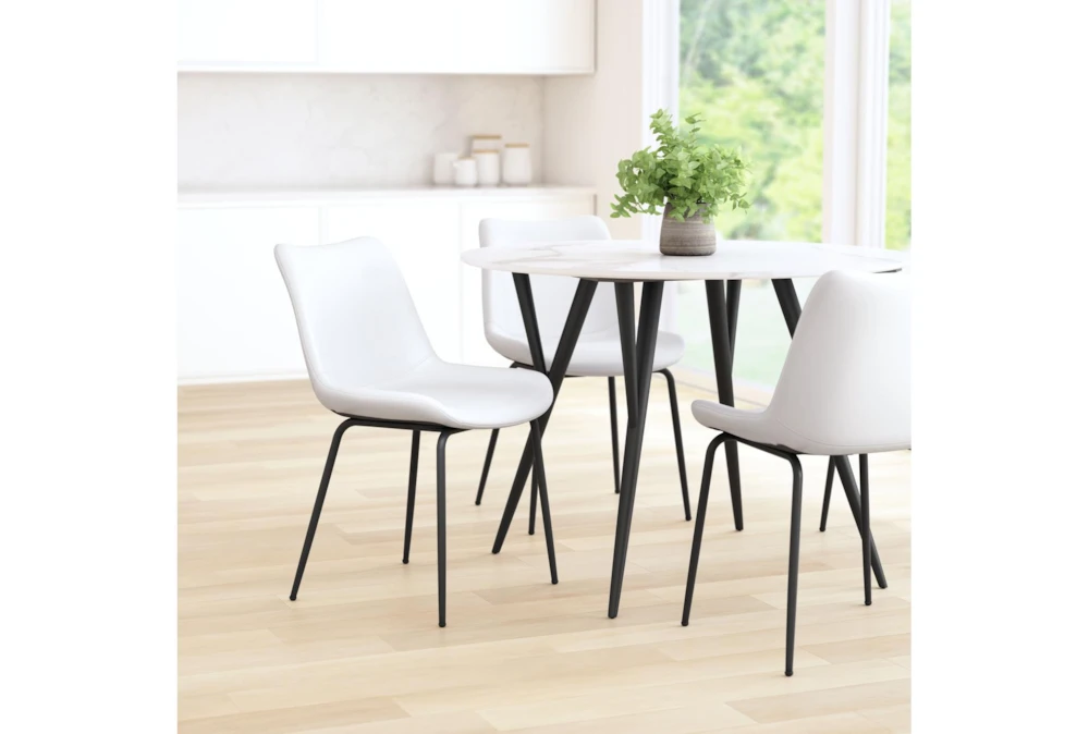 White Faux Leather Bucket Seat Dining Chair Set Of 2 14 White Faux Leather Bucket Seat Dining Chair Set Of 2 - Image 14