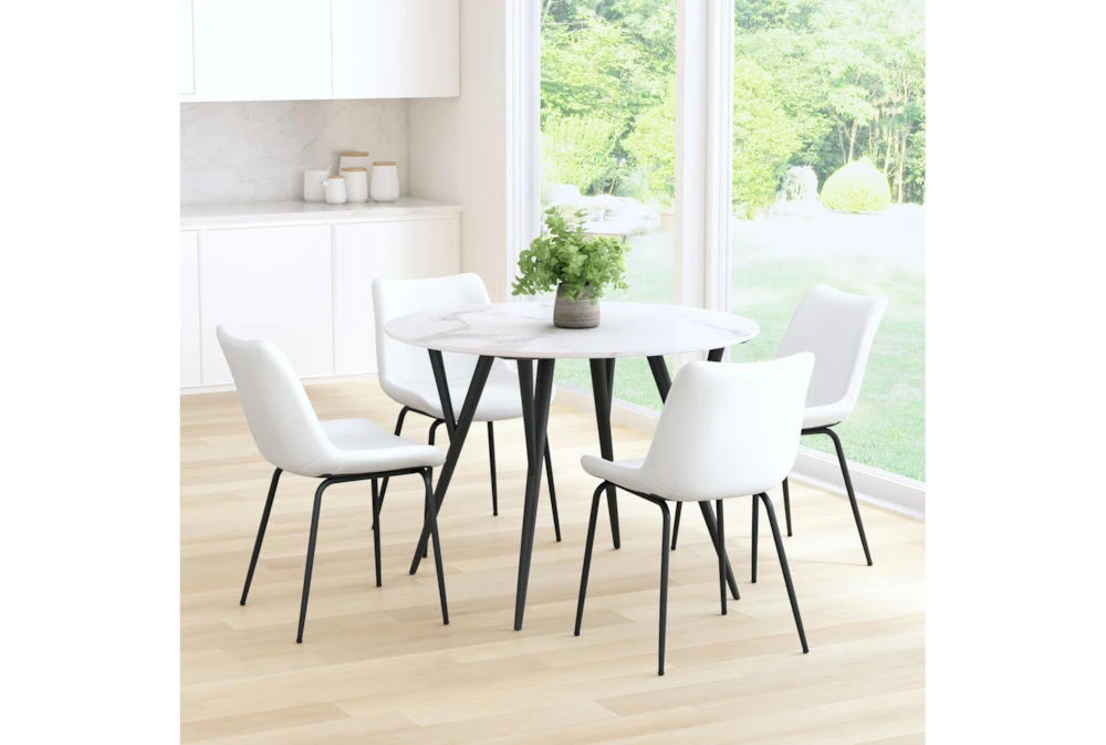 White Faux Leather Bucket Seat Dining Chair Set Of 2 15 White Faux Leather Bucket Seat Dining Chair Set Of 2 - Image 15