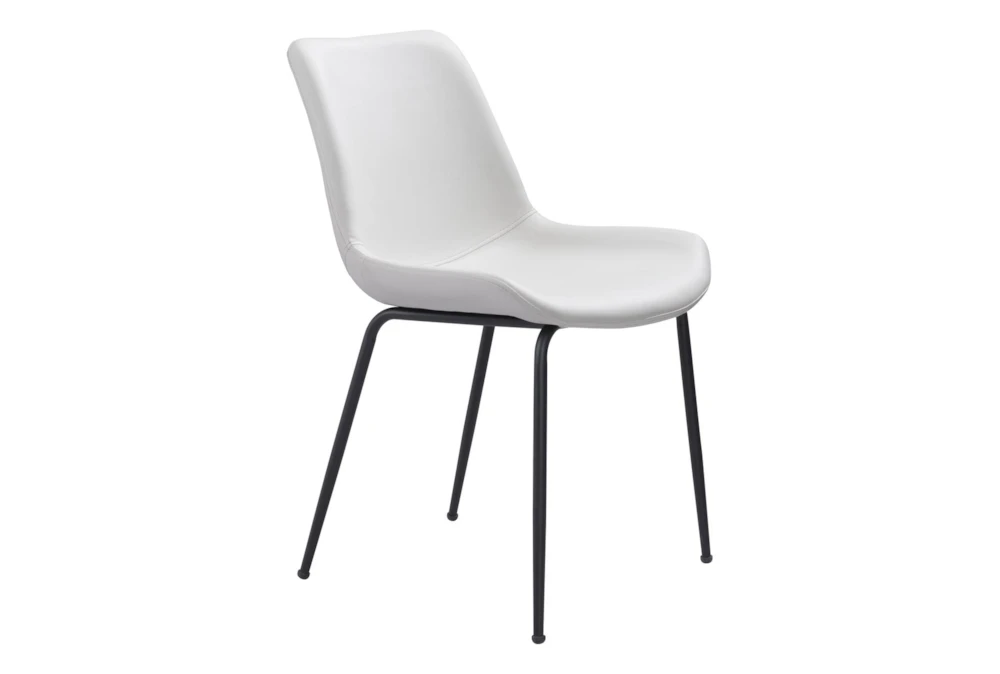 White Faux Leather Bucket Seat Dining Chair Set Of 2 3 White Faux Leather Bucket Seat Dining Chair Set Of 2 - Image 3