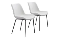White Faux Leather Bucket Seat Dining Chair Set Of 2
