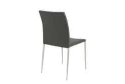 Grey Faux Leather And Stainless Steel Stacking Side Chair-Set Of 2 -KitchenCraft Store 271502 grey leather dining chair detail 46