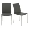 Grey Faux Leather And Stainless Steel Stacking Side Chair-Set Of 2
