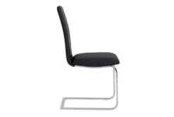 Black Faux Leather And Stainless Steel Cantilever Side Chair-Set Of 2 -KitchenCraft Store 271516 black leather dining chair detail 45