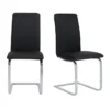 Black Faux Leather And Stainless Steel Cantilever Side Chair-Set Of 2