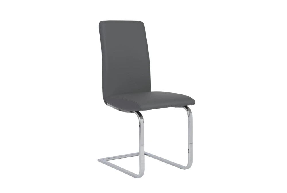 Grey Faux Leather And Stainless Steel Cantilever Side Chair-Set Of 2 3 Grey Faux Leather And Stainless Steel Cantilever Side Chair-Set Of 2 - Image 3