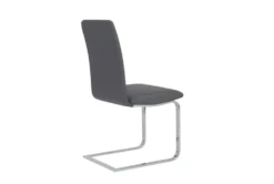 Grey Faux Leather And Stainless Steel Cantilever Side Chair-Set Of 2 10 Grey Faux Leather And Stainless Steel Cantilever Side Chair-Set Of 2 -KitchenCraft Store 271517 grey leather dining chair detail 46