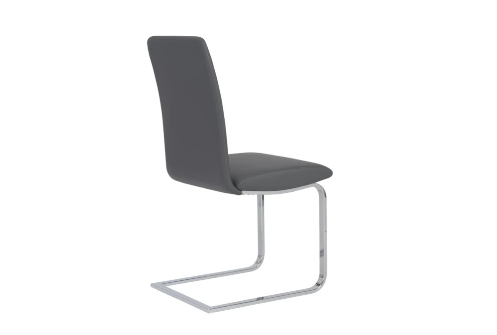Grey Faux Leather And Stainless Steel Cantilever Side Chair-Set Of 2 5 Grey Faux Leather And Stainless Steel Cantilever Side Chair-Set Of 2 - Image 5