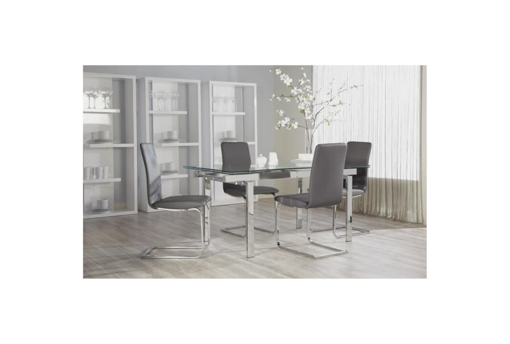 Grey Faux Leather And Stainless Steel Cantilever Side Chair-Set Of 2 6 Grey Faux Leather And Stainless Steel Cantilever Side Chair-Set Of 2 - Image 6