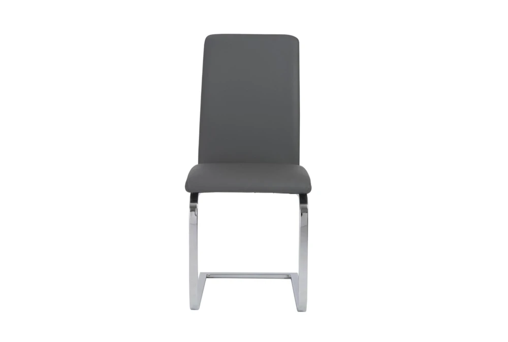 Grey Faux Leather And Stainless Steel Cantilever Side Chair-Set Of 2 2 Grey Faux Leather And Stainless Steel Cantilever Side Chair-Set Of 2 - Image 2