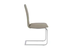 Taupe Faux Leather And Stainless Steel Cantilever Side Chair-Set Of 2 -KitchenCraft Store 271518 brown leather dining chair detail 45