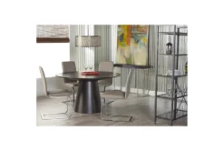 Taupe Faux Leather And Stainless Steel Cantilever Side Chair-Set Of 2 -KitchenCraft Store 271518 brown leather dining chair detail 48