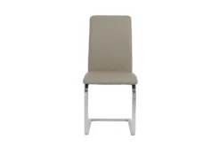 Taupe Faux Leather And Stainless Steel Cantilever Side Chair-Set Of 2 -KitchenCraft Store 271518 brown leather dining chair signature 01