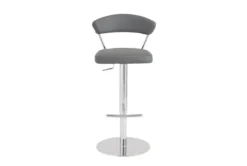Grey Faux Leather And Chrome Curved Back 30" Adjustable Swivel Stool