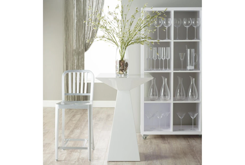 Pillar High Gloss White 24" Bar Table 3 Pillar High Gloss White 24" Bar Table - Image 3