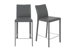Parson Grey Faux Leather Upholstered 26" Counter Stool Set Of 2