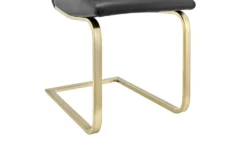 Black Faux Leather And Brushed Gold Cantilever Side Chair-Set Of 2 -KitchenCraft Store 271989 black leather dining chair detail 46